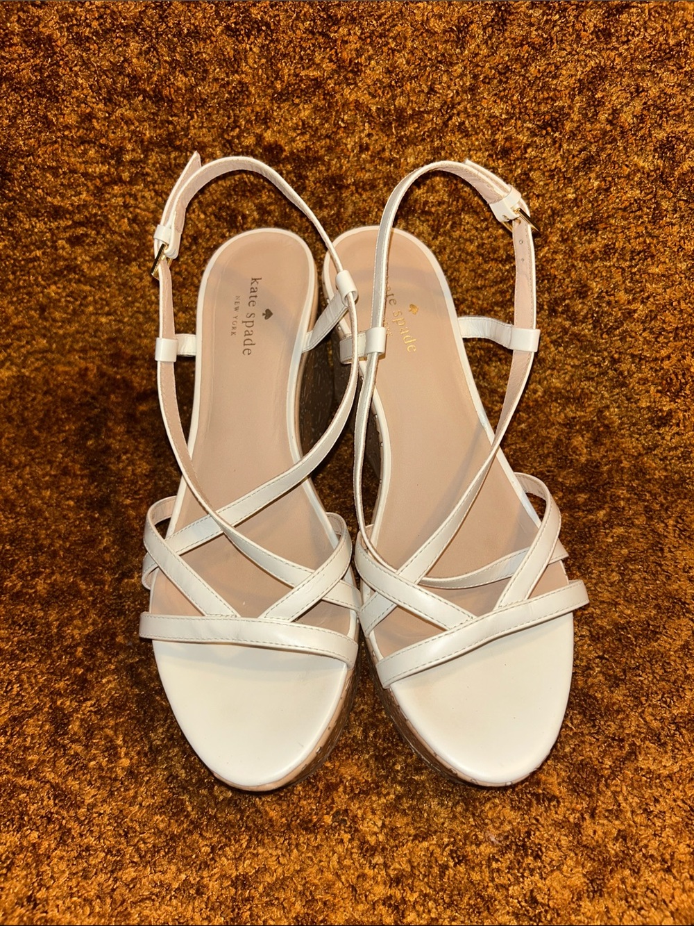 kate spade White Strappy Wedge Sandals